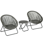 Gartenmöbel-Set, 3-teilig, Rattanoptik, 2 Stühle, 1 Tisch, klappbar, Grau