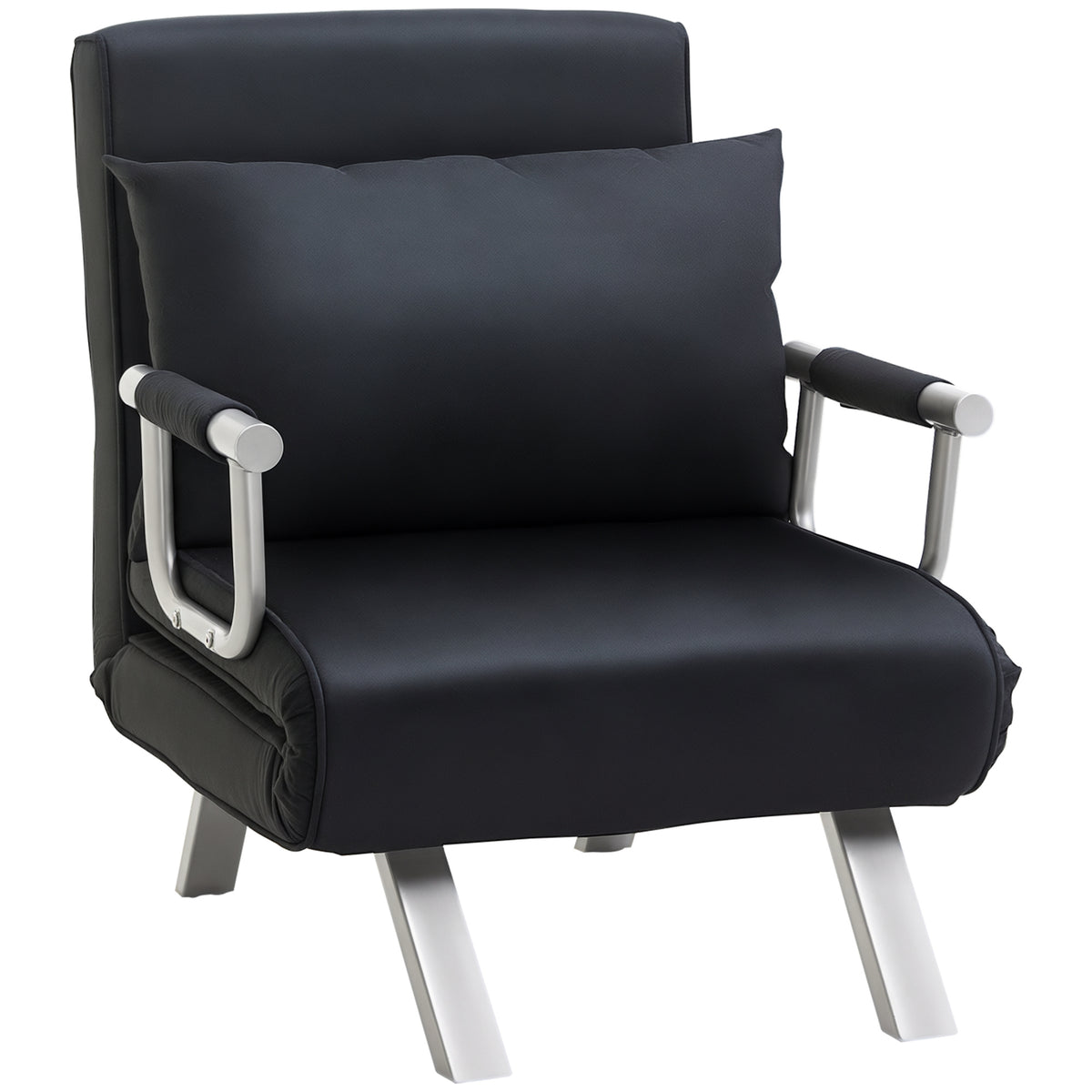3-in-1 Schlafsofa, G?stebett, Sessel inklusive Kissen, Schwarz