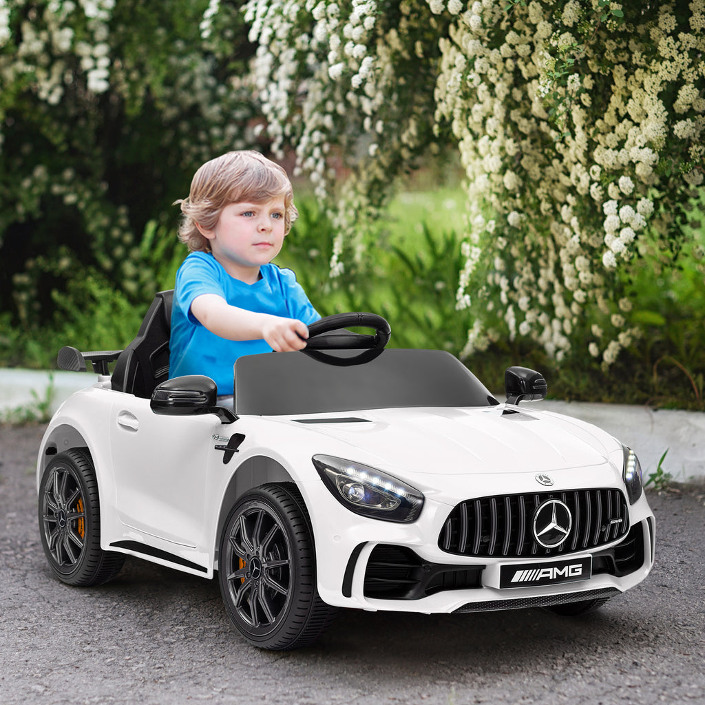 Elektro-Kinderauto, Mercedes, 3-5 km/h, Fernbedienung, Licht & Musik, Weiß