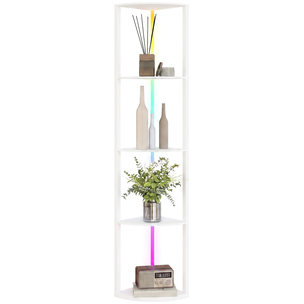 LED Stehlampe 5-stufige dimmbar Stehleuchte mit Regal, RGB Farbwechsel, Fernbedienung