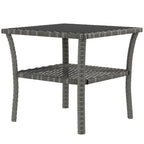 Two-tier PE Rattan Square Coffee Table - Grey