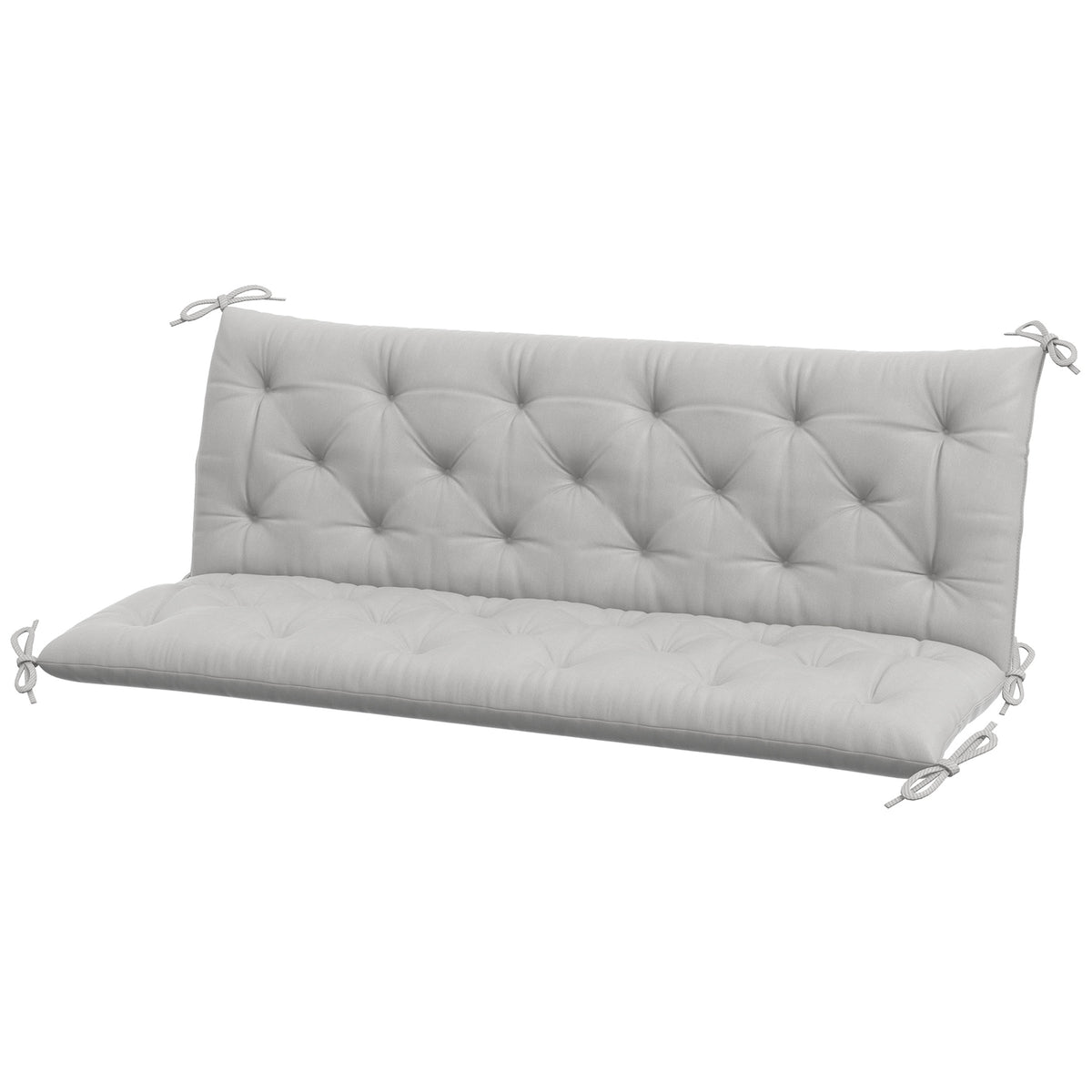 3 Sitzer Bankauflage 150x98x8 cm Bankkissen mit B?ndern, Bankpolster f¨¹r Gartenm?bel Hollywoodschaukel, Hellgrau