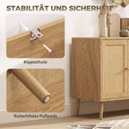 Sideboard Küchenschrank mit 4 Soft-Close-Türen 140x40x75 cm Natur