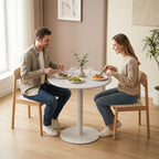 Runder Küchentisch für 2 Personen mit Stahlgestell, platzsparend, 60 x 60 x 72 cm, Beige