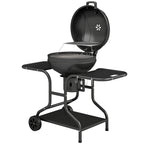 Holzkohlegrill BBQ Smoker mit Seitentischen Deckel Thermometer Räder 129 x 63,5 x 106,5 cm