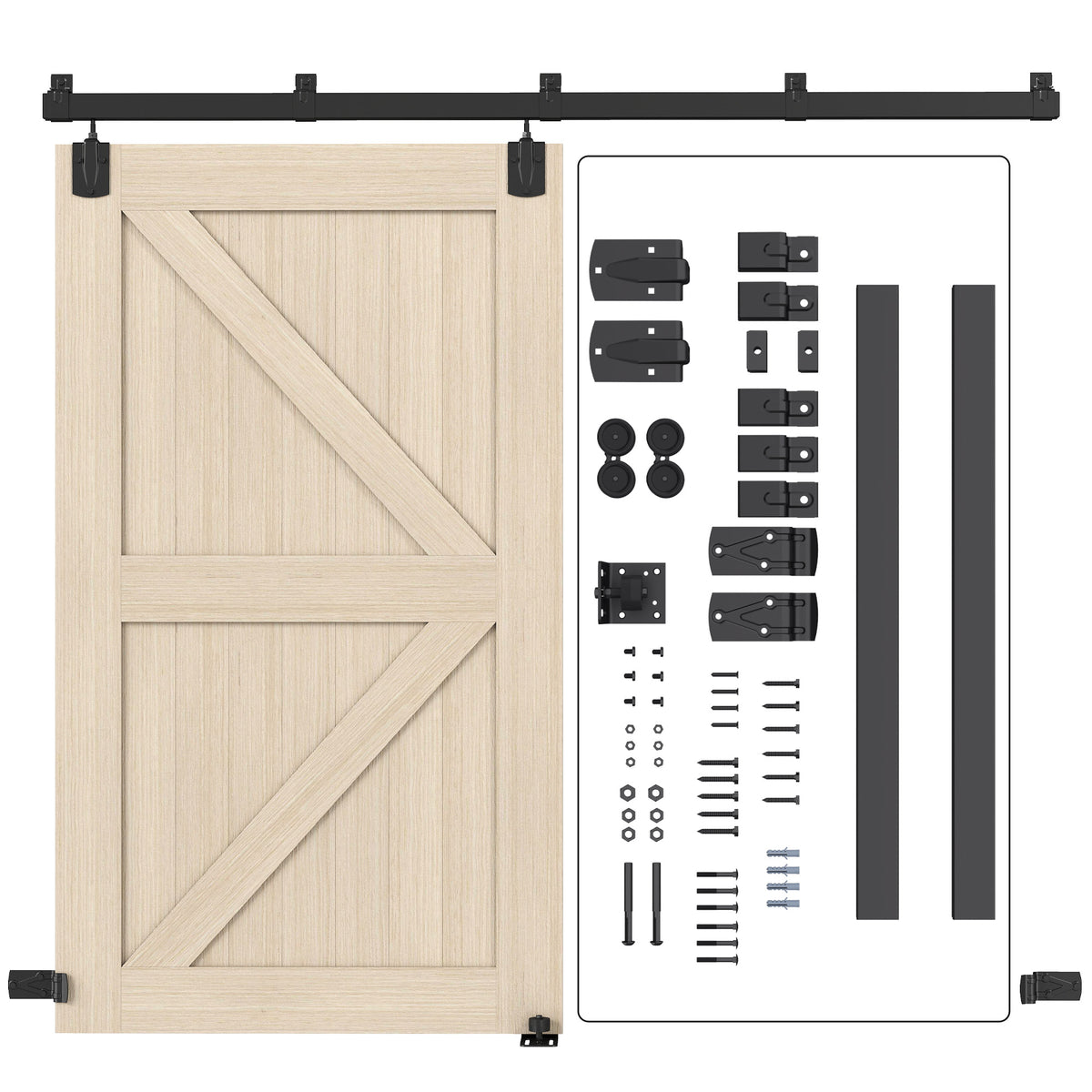 Schwerlast Schiebetür-Hardware-Set 244 cm Schwarz für Einzeltüren