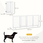 Freestanding Pet Gate 4 Panels Wooden Dog Safety Fence Foldable with Support Feet for Doorway Stairs 91cm Tall White
