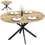Extendable Dining Table for 4-6, Industrial Kitchen Dinner Table with Butterfly Leaf and X-Shape Base, Natural Wood