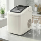 Tragbare Eiswürfelmaschine mit Selbstreinigung, Eisschaufel & Korb, 12 kg/24 Std., Beige