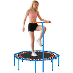 Fitness-Trampolin, Trainingstrampolin mit verstellbarem Haltegriff, stabil und leise, f¨¹r drinnenf, Stahl, Blau