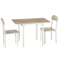 2-teilige Sitzgruppe, Klappbarer Esstisch mit 2 Stühlen, Klapptisch, 110 cm x 70 cm x 75 cm, Weiß + Natur
