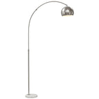 Stehlampe, Bogen-Design mit Marmorsockel, 167 cm, Silber