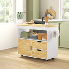 K¨¹chenwagen, Rollbare K¨¹cheninsel, K¨¹chen-Trolley mit F?chern, Schrank und Arbeitsfl?che, Wei?