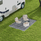 182 x 274cm Reversible Patterned Outdoor Rug, with Bag - Black/Grey
