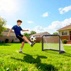 Fußballtor-Set, 2 klappbare Minitore, Metallrahmen, inkl. Werkzeug, 90 x 36 x 60 cm, Schwarz