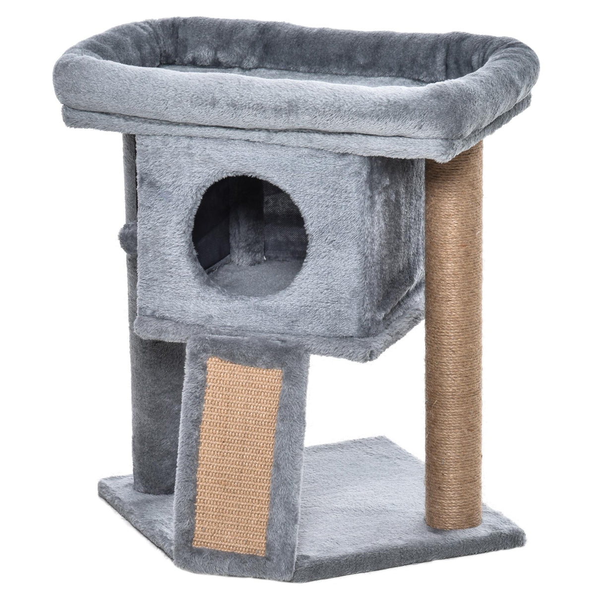 Cat Tree Tower for Indoor Cats Cat Scratching Post Climbing Activity Centre w/Jute Scratching Pad, Toy Ball, Cat House - Grey
