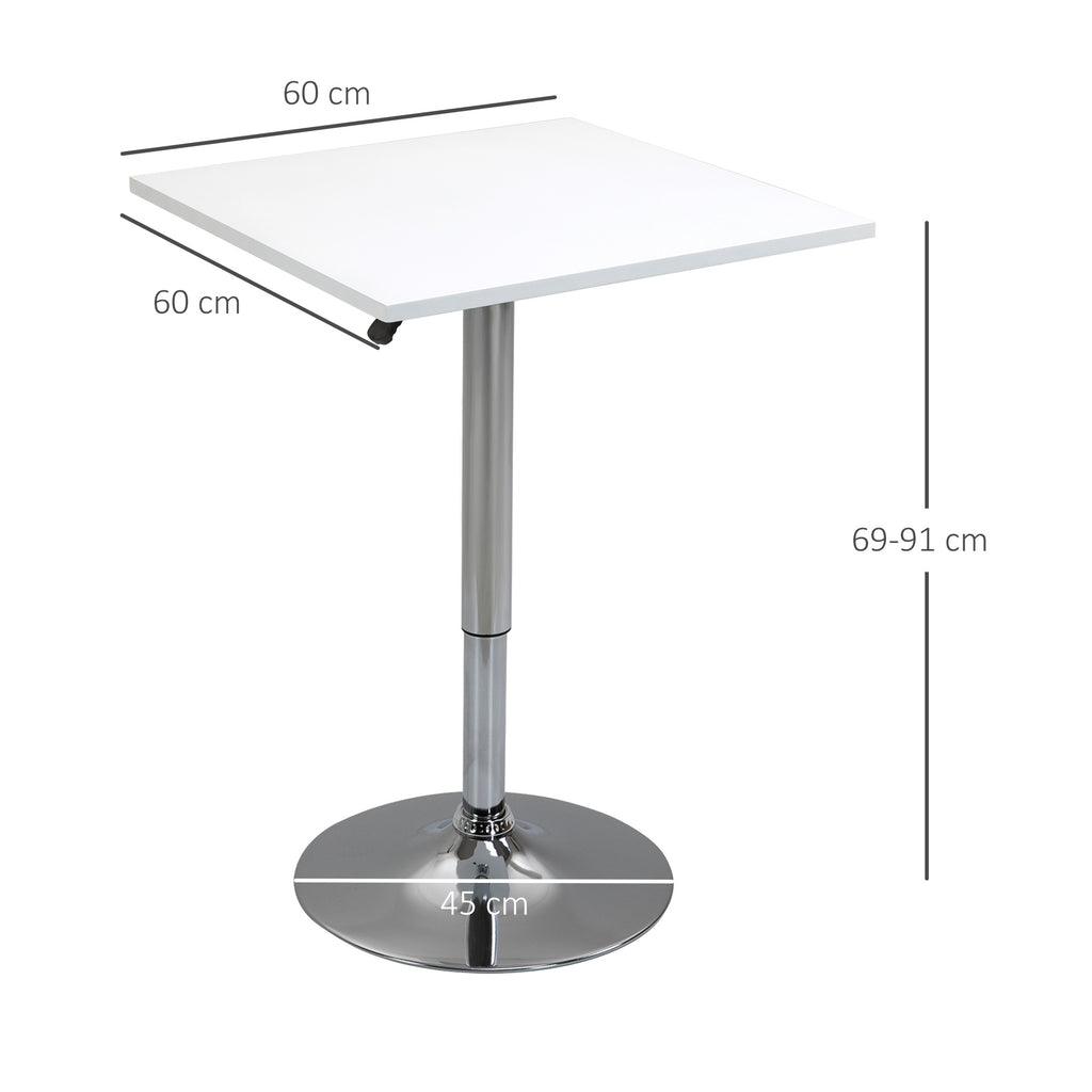 Höhenverstellbarer Bartisch, 360° drehbar, kratzfeste Füße, stabile Metallbasis, Weiß