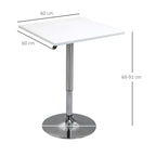 Höhenverstellbarer Bartisch, 360° drehbar, kratzfeste Füße, stabile Metallbasis, Weiß