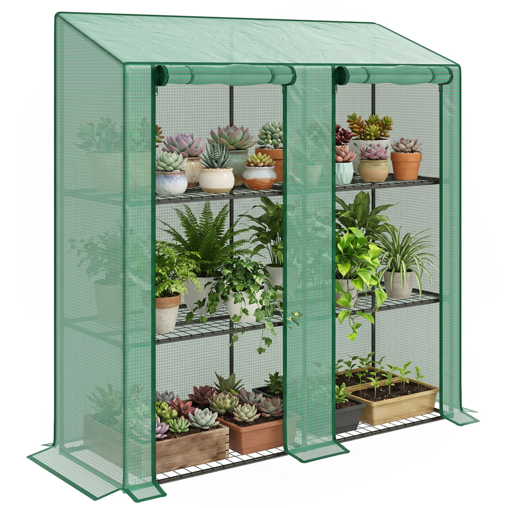 46 x 143cm Three-Shelf Mini Greenhouse - Green