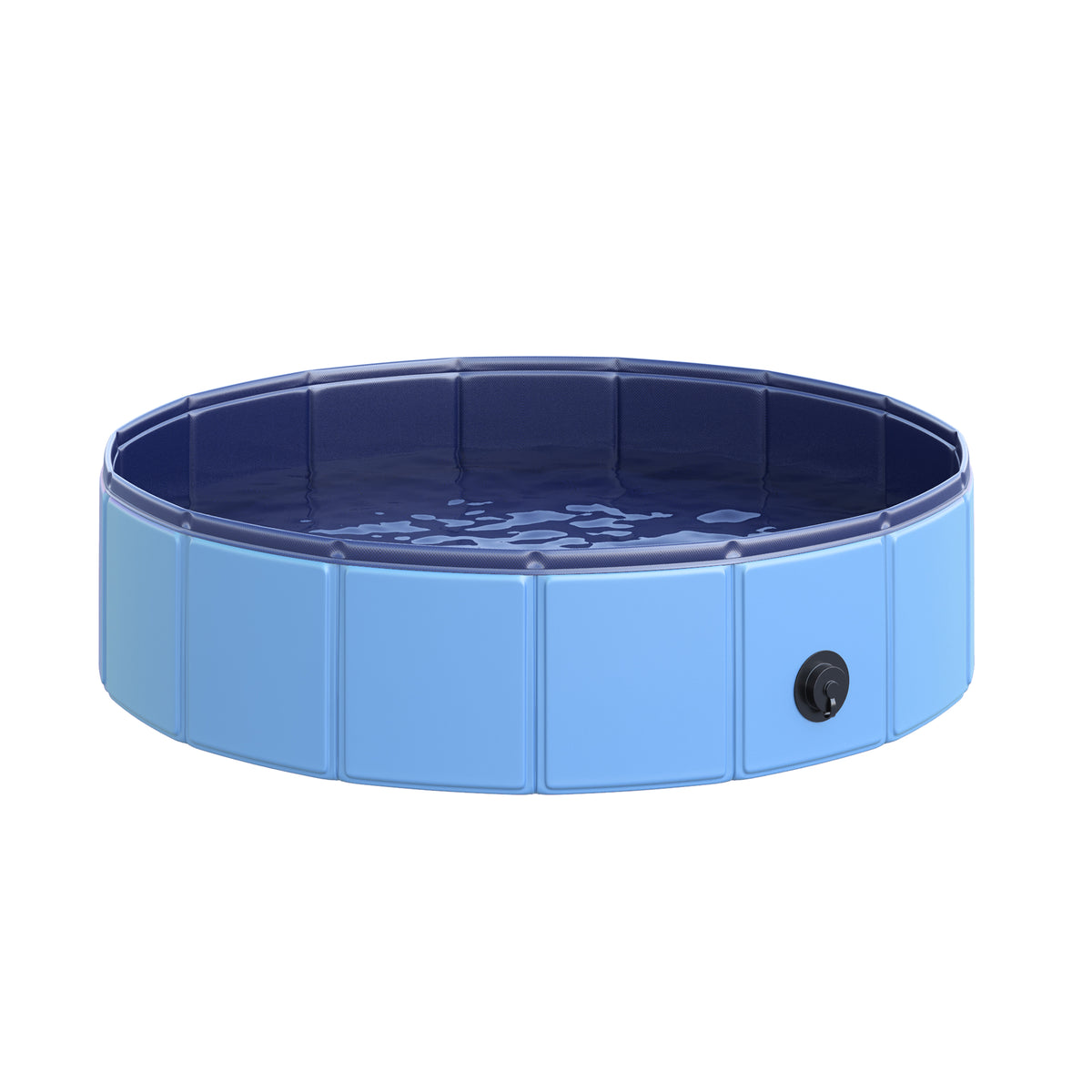  Dog Padding Pool, Foldable Dog Pool, Leakproof & Hard Plastic, Portable Pet Bathtub with Non-Slip Base & Drainage Hole, for Indoors, Outdoors, Garden, Patio, 80 x 20 cm, Blue