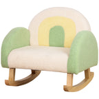 Schaukelstuhl für Kleinkinder Niedliches Design, Schaffell-Imitat, Eukalyptusholz Grün + Gelb Beige