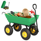 Gartenwagen mit Kippfunktion bis 200 kg Handwagen mit 75 Liter Kunststoffwanne Ziehgriff Luftbereifung Dunkelgrün