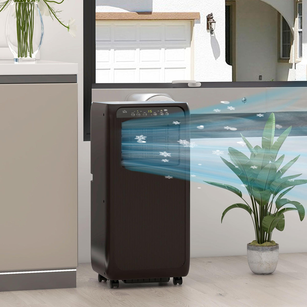 Mobile Klimaanlage Mini Klimagerät, 24-Stunden-Timer, 3 Geschwindigkeiten, 33 x 28 x 68,5 cm, Schwarz