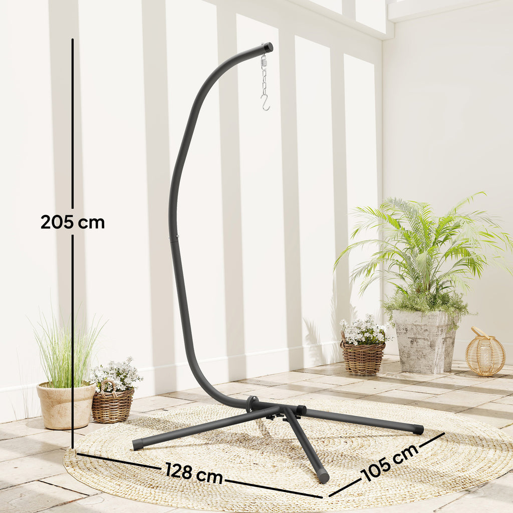 Hanging Egg Chair Stand Only, Hammock Chair C-Stand with Hanging Chain, Black
