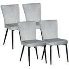 4er-Set Esszimmerstühle, Akzentstühle für Küchen und Esszimmer, Stuhlset, Velours-Optik, Hellgrau+ Schwarz