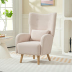 Akzentstuhl, Polstersessel mit Plüschbezug, Schaumstoffkissen, Ohrensessel, Beige