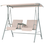 Hollywoodschaukel, Gartenschaukel, 2-Sitzer-Schaukel mit Sonnendach, 175 x 112 x 158 cm, Beige