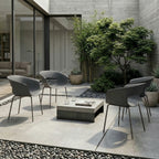 Gartenstühle 4er Set ergonomisch Balkonstühle mit Ausschnittdesign Armlehne Wetterfest rostbeständig Dunkelgrau