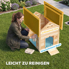 Wooden Duck House with Double Doors, Openable Roof, Ventilation Holes, Removable Base, Natural Wood Finish