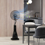 Standventilator mit Luftbefeuchtung, leise, mobil, Fernsteuerung, Schwarz