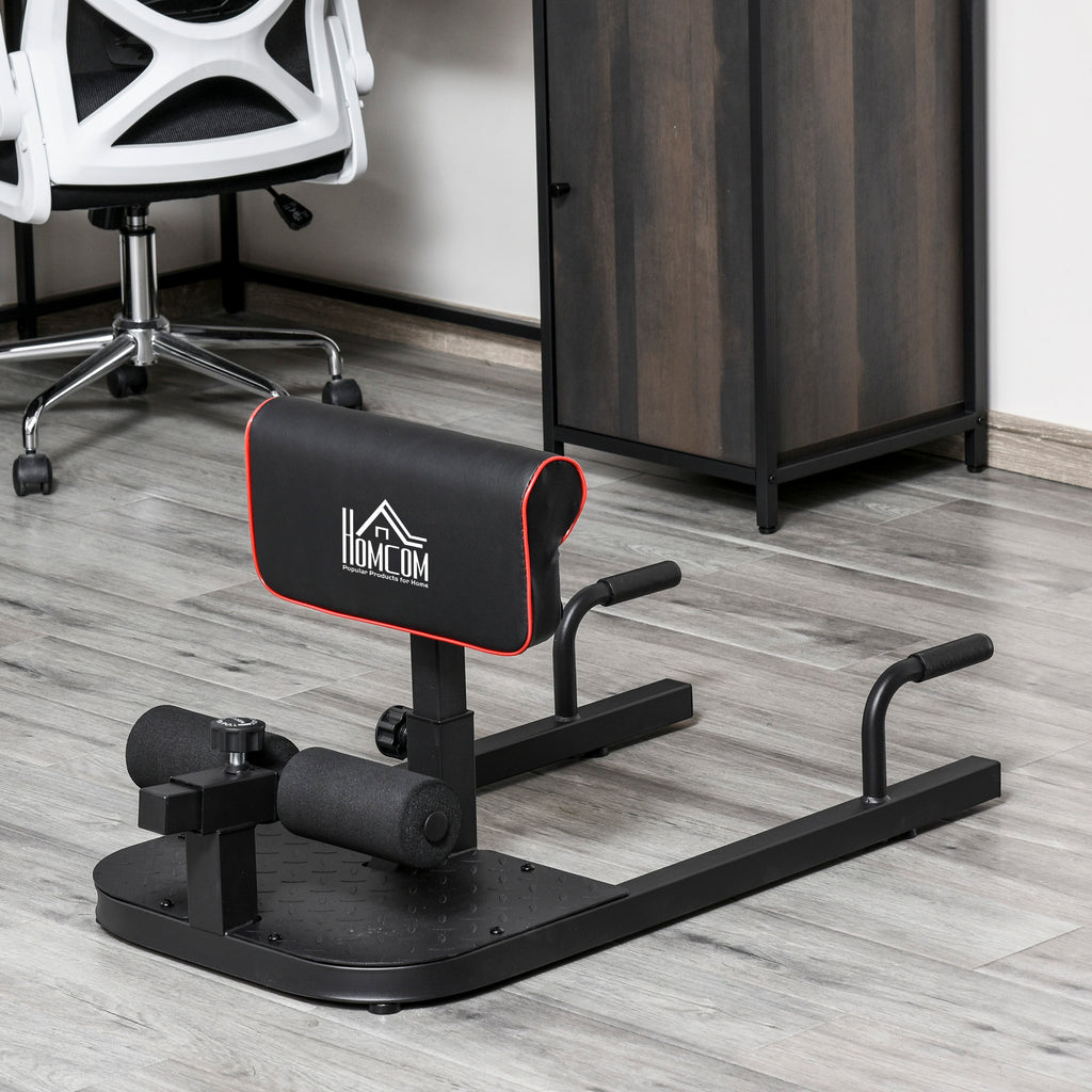 Squat Machine with Push Up Stand, Padded Hip Thrust Bench with Adjustable Cushion for Home Gym Work Out, Black