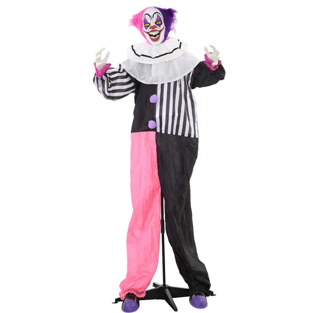 5'6" Scary Laughing Clown Halloween Animatronic, with Glowing Eyes