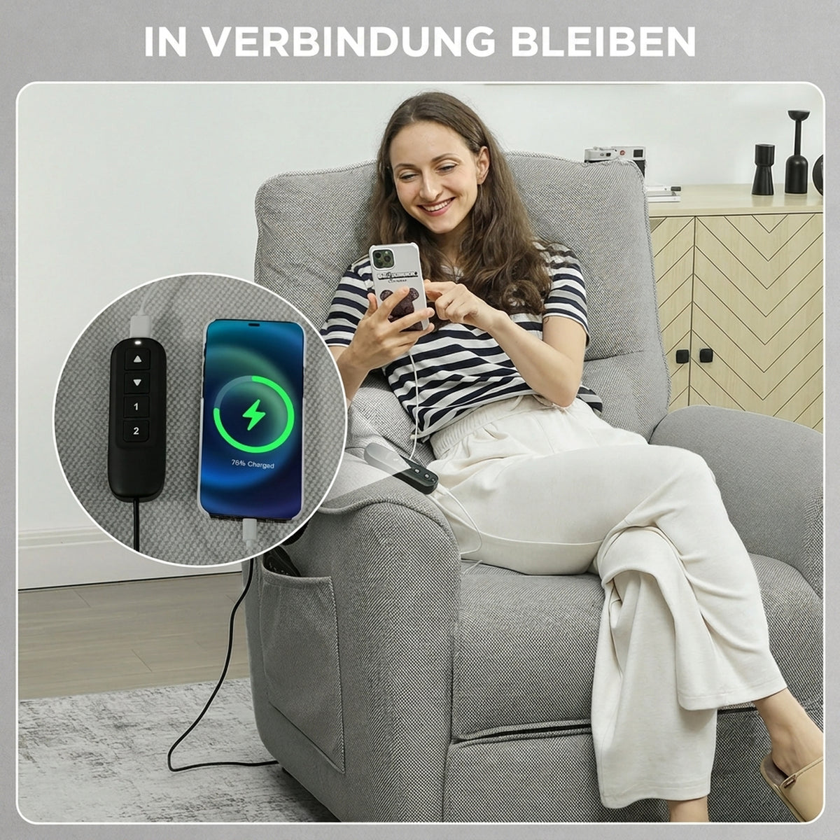 Relaxsessel Fernsehsessel Elektrisch mit Liegefunktion Heizung Vibrationsmassage
