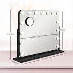 LED Kosmetikspiegel, 3 Lichtmodi, dimmbar, Touchsteuerung, USB, 62,5x49,5cm, Schwarz