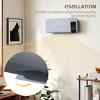 Elektro-Heizung, Wandmontage, Schwingfunktion, 2 Modi, Timer, LED-Anzeige, Grau