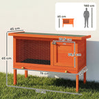 Wooden Rabbit Hutch, Guinea Pig Hutch with Asphalt Roof, Outdoor Elevated Bunny House for Rabbits, Chinchillas