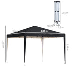 Pavillon, 2,95 x 2,95 m Pop-Up-Faltpavillon, Gartenpavillon, Partyzelt, UV-Schutz, Stahl+Oxfordstoff, Schwarz