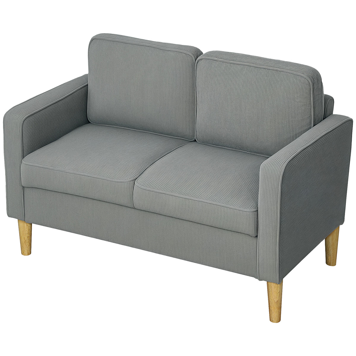 Zweisitzer-Sofa mit Stauraum und soliden Holzbeinen, f¨¹r Wohnzimmer, Schlafzimmer, 117 x 63 x 79 cm, Hellgrau