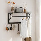 Wandmontierter Kleiderst?nder, Kleiderhaken, 5 Haken, oberes Fach, vielseitig, Grau