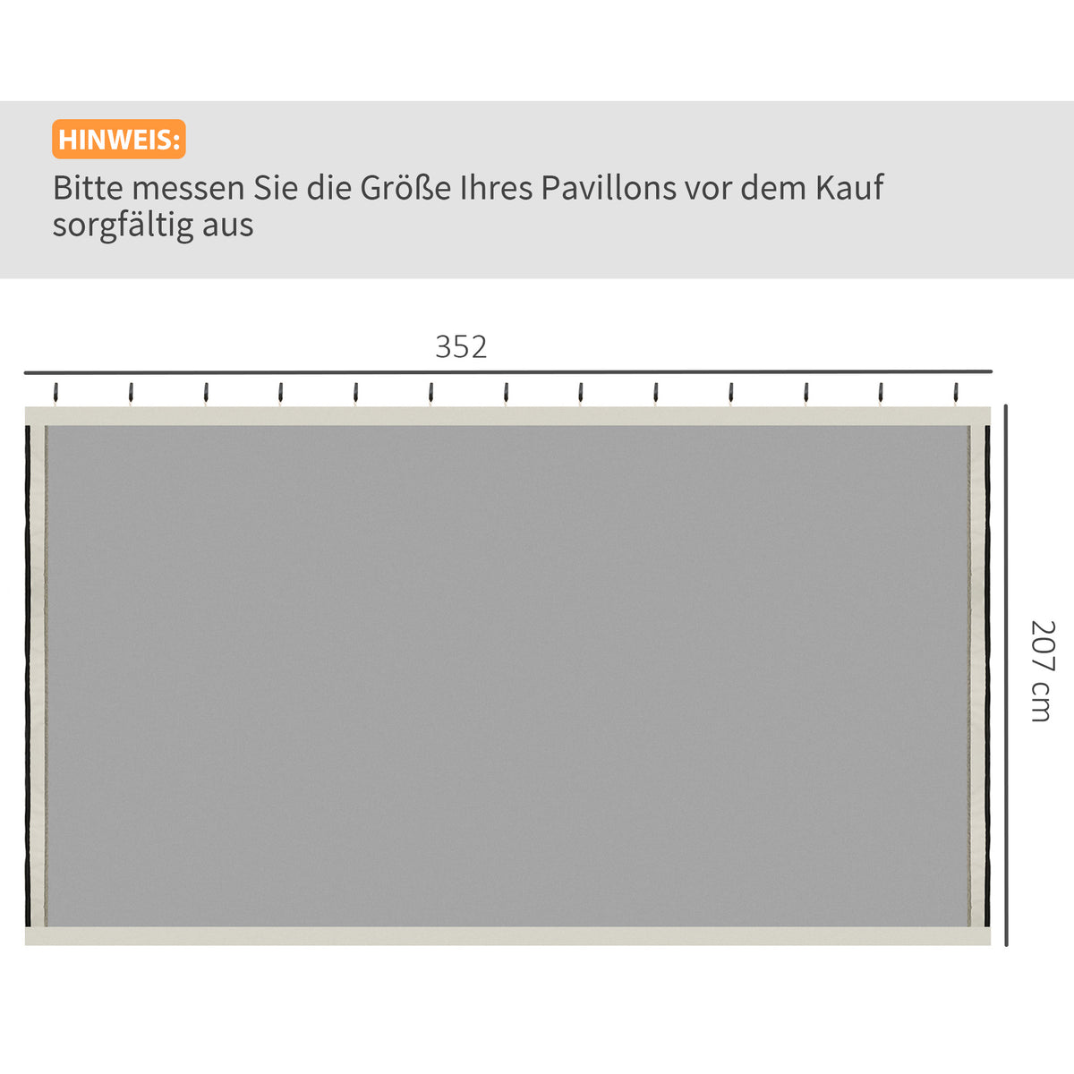 352 x 207cm Universal Replacement Mesh Sidewall Netting for Patio Gazebos and Canopy Tents, (Sidewall Only) Beige
