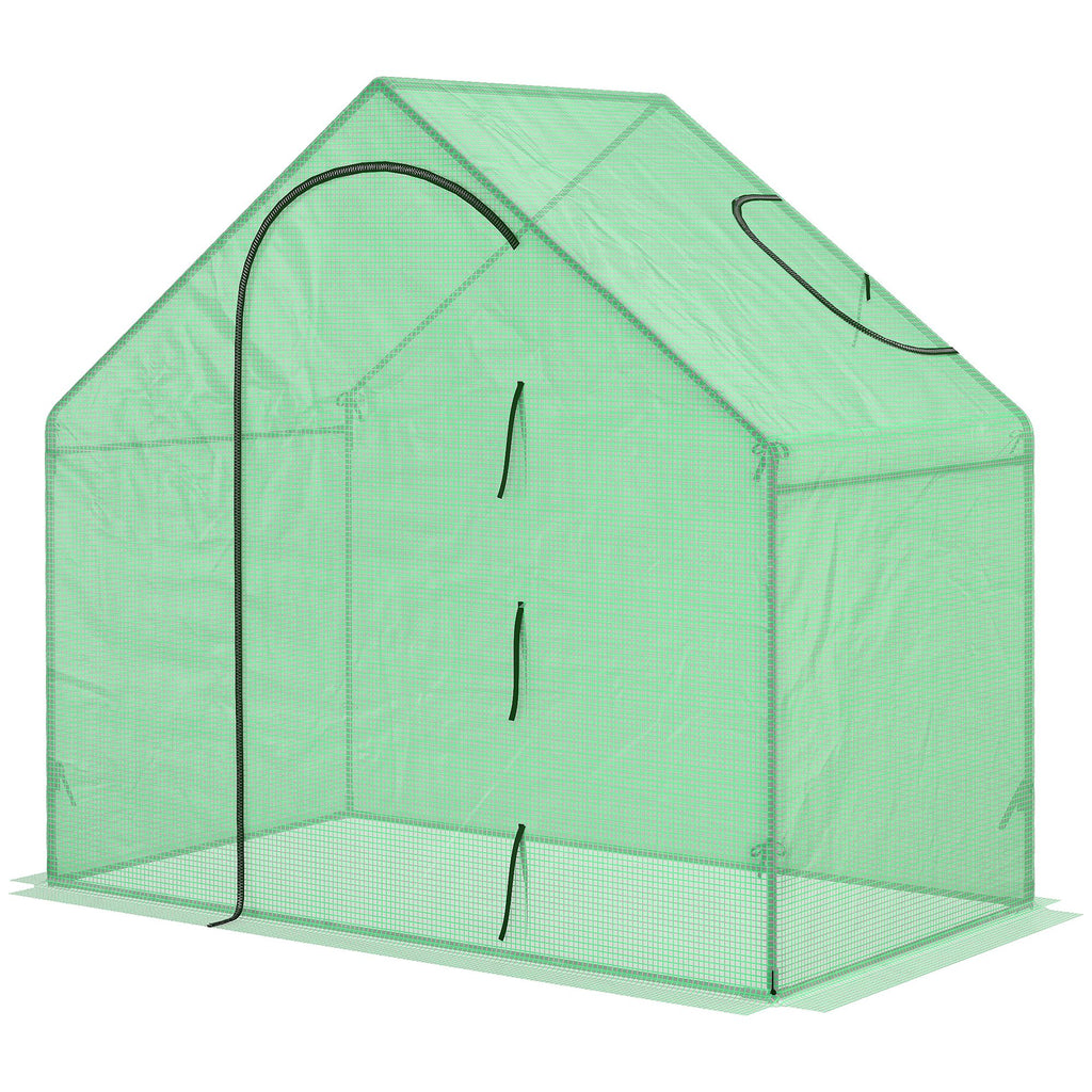  Walk In Tomato Greenhouse Garden Outdoor Mini Greenhouse Flower Planter Steel Frame with Zipped Door & Window, PE Cover, 180 x 100 x 168CM, Green