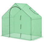  Walk In Tomato Greenhouse Garden Outdoor Mini Greenhouse Flower Planter Steel Frame with Zipped Door & Window, PE Cover, 180 x 100 x 168CM, Green