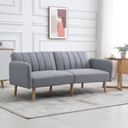 Schlafsofa, 2-Sitzer Stoffsofa, Sofa mit Schlaffunktion, leinenartiges?Polyester, Kautschukholz, 173 x 75 x 73 cm, Grau
