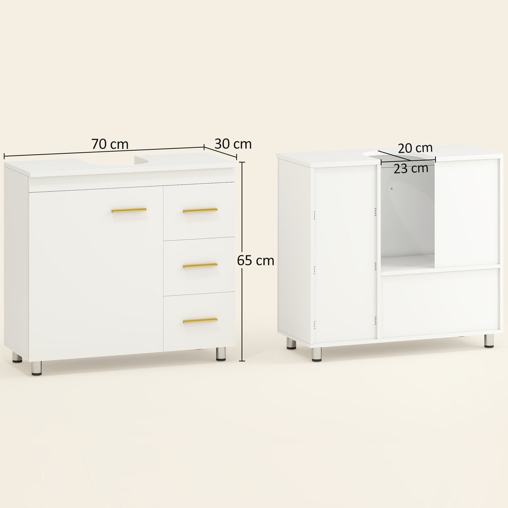 Badezimmer-Unterschrank, 3-stufiges Design, MDF, Spanplatte, Wei?