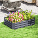 Hochbeet aus verzinktem Stahl, Gartenbeet, Pflanzkasten f¨¹r Garten, Blumenkasten, 120 x 90 x 30 cm, Dunkelgrau