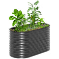 Pflanzk¨¹bel, Metall-Blumenk¨¹bel mit Sicherheitskante und Handschuhen, offener Boden, 160B x 80T x 80H cm, Dunkelgrau
